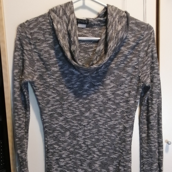 Grey soft cowl neck sweater dress - Picture 2 of 8